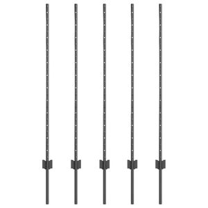 vidaXL Eingebetteter Zaunpfosten 5 stk. Grau 160 cm