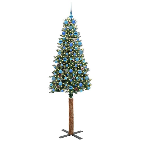 vidaXL Schlanker Weihnachtsbaum mit 300 LEDs Grün und Weiß 210 cm
