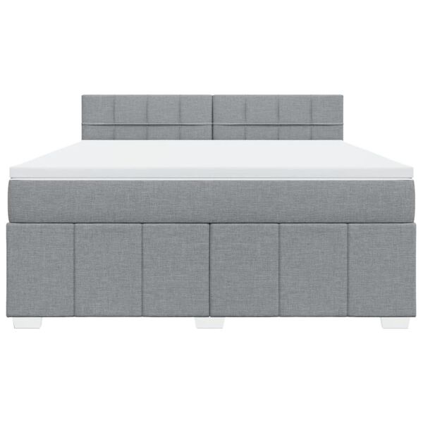 vidaXL Boxspringbett mit Matratze Hellgrau 180x200 cm Stoff