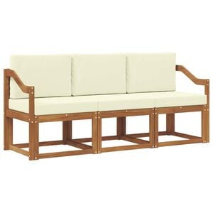 vidaXL Outdoor-Sofagarnitur mit Kissen 3 pcs Natur und Creme