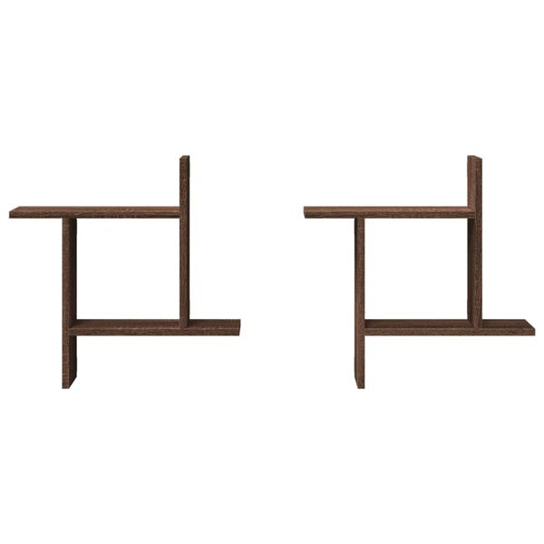 vidaXL Wandregale 2 Stk. Braun Eichen-Optik 50x12x50 cm Holzwerkstoff