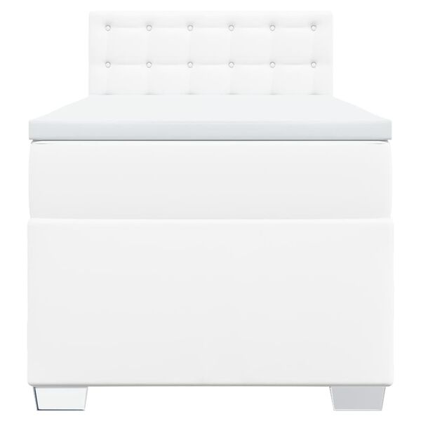 vidaXL Boxspringbett mit Matratze Weiß 100x200 cm Kunstleder