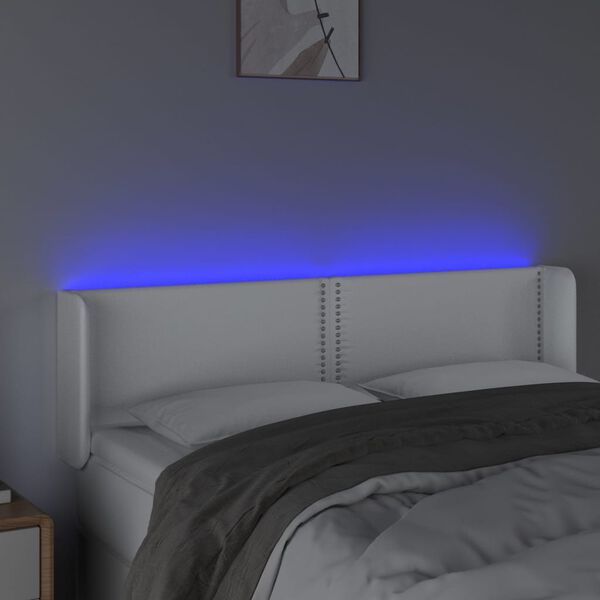vidaXL LED Kopfteil Wei&szlig; 147x16x78/88 cm Kunstleder