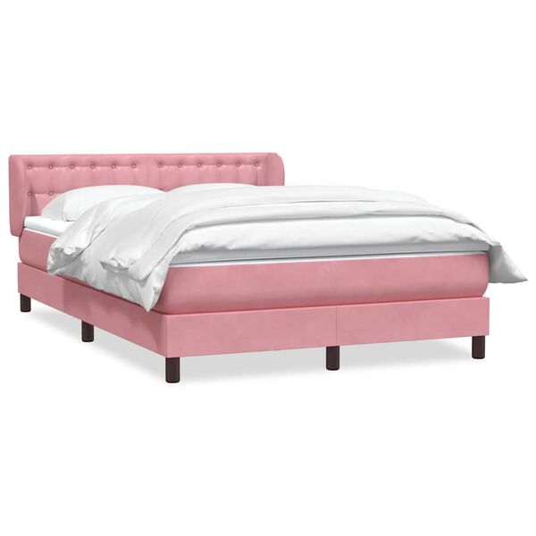 vidaXL Boxspringbett mit Matratze Rosa 160x210 cm Samt