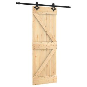 vidaXL Schiebet&uuml;r Nat&uuml;rlich und Schwarz 70 x 210 cm Massivkiefer