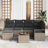 vidaXL Garten-Sofa-Set mit Kissen 7 pcs Grau Poly Rattan