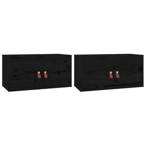 vidaXL Wandschr&auml;nke 2 Stk. Schwarz 60x30x30 cm Massivholz Kiefer