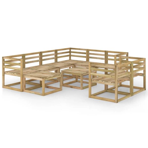 vidaXL 10-tlg. Garten-Lounge-Set Gr&uuml;n Impr&auml;gniertes Kiefernholz
