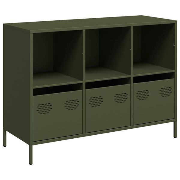 vidaXL Sideboard Olivgr&uuml;n 101,5x39x73,5 cm Kaltgewalzter Stahl