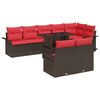 vidaXL Gartensofa-set mit Kissen mit Speicher 9 pcs Braun Poly Rattan