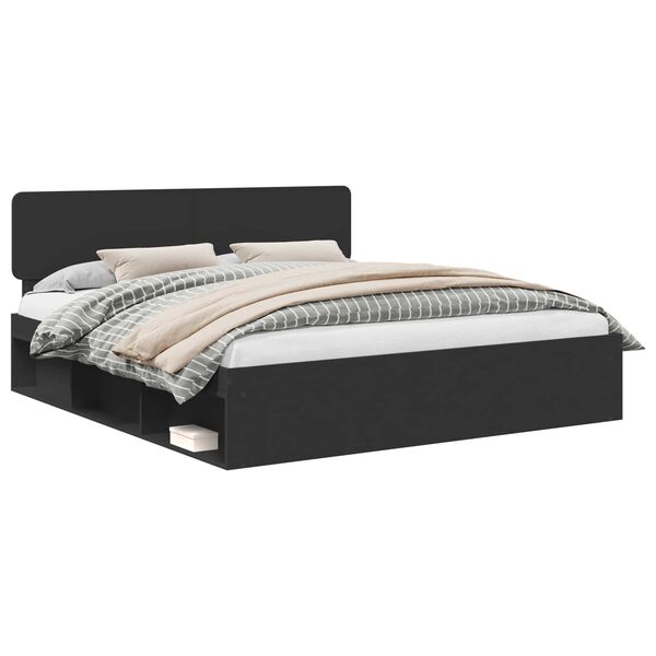 vidaXL Bettrahmen Schwarz 200 x 200 cm Massives Kiefernholz