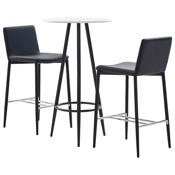vidaXL 3-tlg. Bar-Set Kunstleder Schwarz
