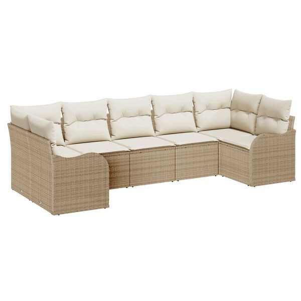 vidaXL Gartensofa-set Beige Poly-Rattan
