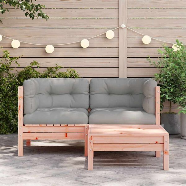 vidaXL Gartensofa mit Kissen und Hocker 2-Sitzer