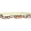 vidaXL Outdoor-Sofagarnitur 9 pcs Natur und Creme Massivholz Akazie