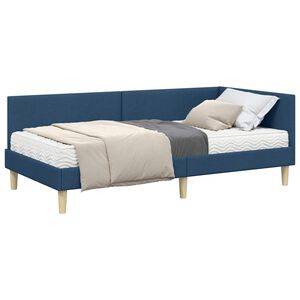 vidaXL Eckbettgestell mit Matratze 2 stk. Blau 80 x 200 cm Stoff