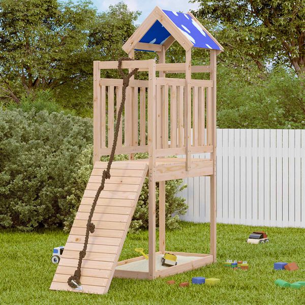 vidaXL Spielturm Braun 52,5 x 110,5 x 215 cm Massives Kiefernholz