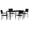 vidaXL Garten Essgruppe mit Kissen 5 pcs Schwarz Poly-Rattan