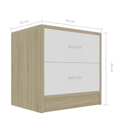 vidaXL Nachttisch Weiß und Sonoma-Eiche 40x30x30 cm Holzwerkstoff