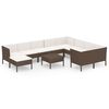 vidaXL 11-tlg. Garten-Lounge-Set mit Auflagen Poly Rattan Braun