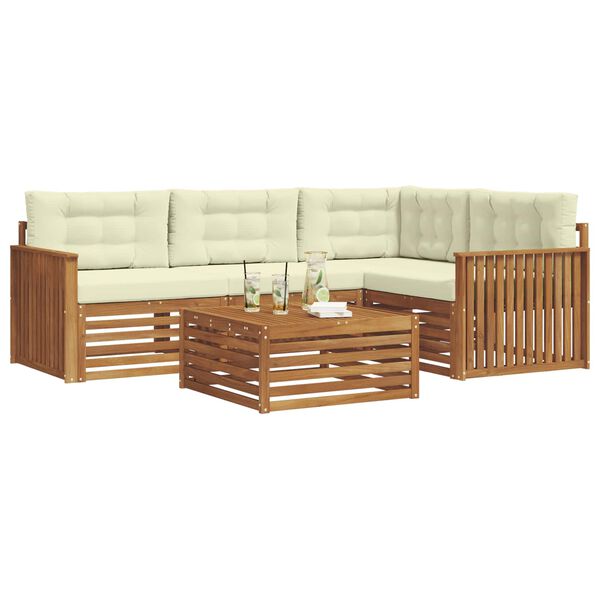 vidaXL Outdoor-Sofagarnitur mit Kissen 5 pcs Natur und Creme