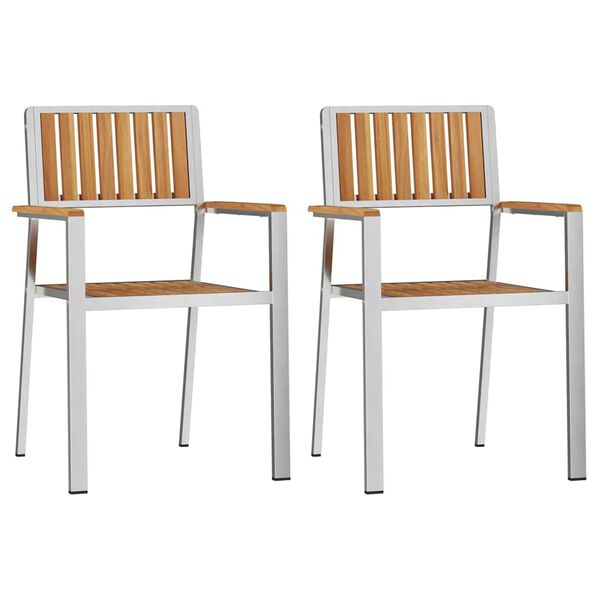vidaXL Gartenstuhl 2 pcs Braun 56 x 54,5 x 87 cm Massivholz Teak