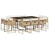 vidaXL 11-tlg. Garten-Essgruppe mit Kissen Beige Poly Rattan