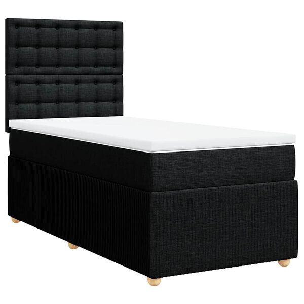 vidaXL Boxspringbett mit Matratze Schwarz 80x200 cm Stoff