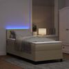 vidaXL LED Boxspringbett Hellgrau und Wei&szlig; 90 x 200 cm Cordstoff