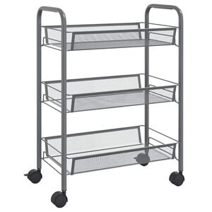 vidaXL K&uuml;chenwagen 3 Etagen Grau 46x26x64 cm Eisen