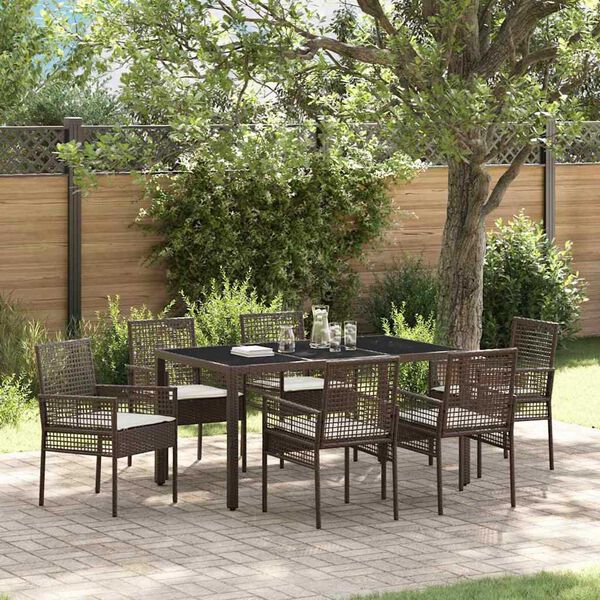 vidaXL Garten Essgruppe 7 pcs Braun Poly-Rattan