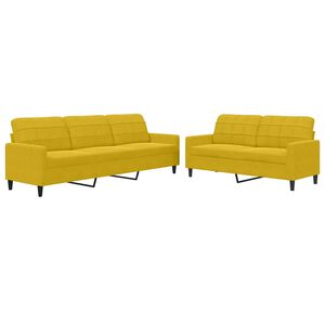 vidaXL 2-tlg. Sofagarnitur mit Kissen Gelb Samt