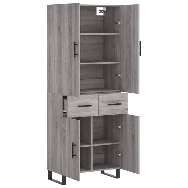 vidaXL Highboard Grau Sonoma 69,5x34x180 cm Holzwerkstoff