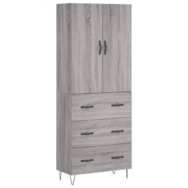 vidaXL Highboard Grau Sonoma 69,5x34x180 cm Holzwerkstoff