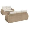 vidaXL 6-tlg. Garten-Sofagarnitur mit Kissen Beige Poly Rattan