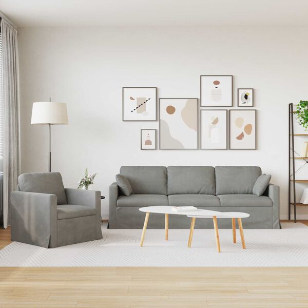 vidaXL Sofa 2 pcs Hellgrau 228 x 78 x 80 cm Samt