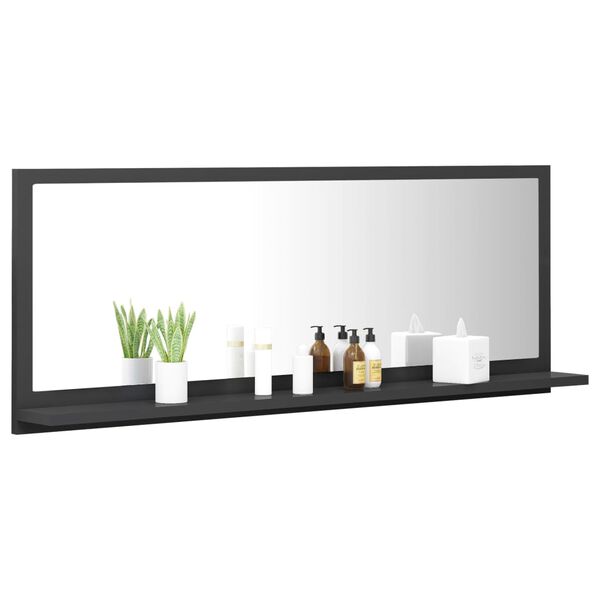 vidaXL Badspiegel Grau 100x10,5x37 cm Holzwerkstoff