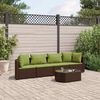 vidaXL 5-tlg. Garten-Sofagarnitur mit Kissen Braun Poly Rattan