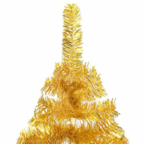 vidaXL K&uuml;nstlicher Weihnachtsbaum Beleuchtung & Kugeln Gold 120 cm PET