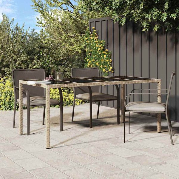 vidaXL Garten-Esstisch Beige 190 x 90 x 75 cm Poly-Rattan