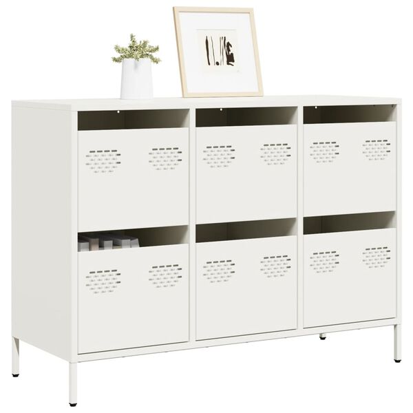 vidaXL Sideboard Wei&szlig; 101,5x39x73,5 cm Kaltgewalzter Stahl