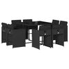 vidaXL 9-tlg. Garten-Essgruppe mit Kissen Schwarz Poly Rattan