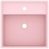 vidaXL Luxus-Waschbecken &Uuml;berlauf Quadratisch Matt Rosa 41x41 cm