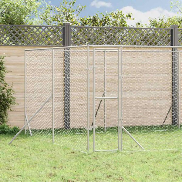 vidaXL Outdoor-Hundezwinger Silbern 8x8x2 m Verzinkter Stahl