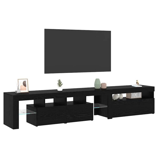 vidaXL TV-Schr&auml;nk mit LED 2 pcs Schwarz Eichen-Optik 215 x 37 x 40 cm