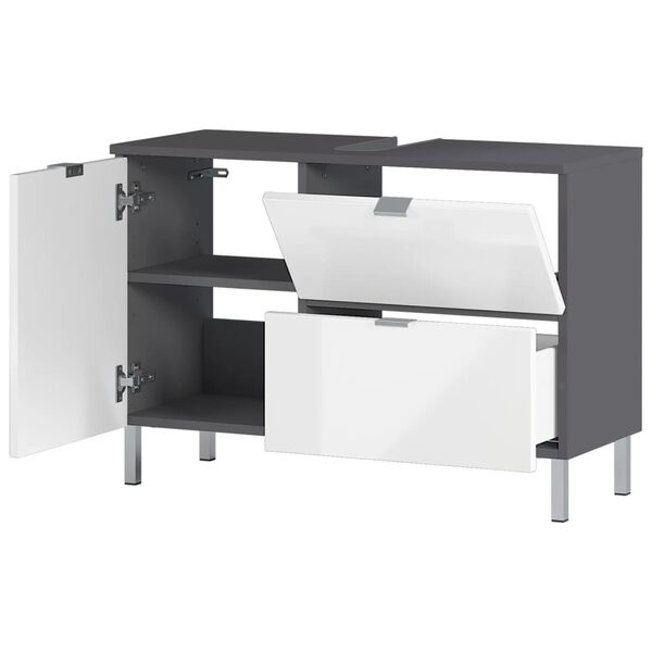 Germania Waschbeckenschrank GW-Mauresa 34x80x56cm Graphitgrau und Wei&szlig;