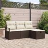 vidaXL Garten-Sofa-Set mit Kissen mit Speicher 4 pcs Braun Poly Rattan