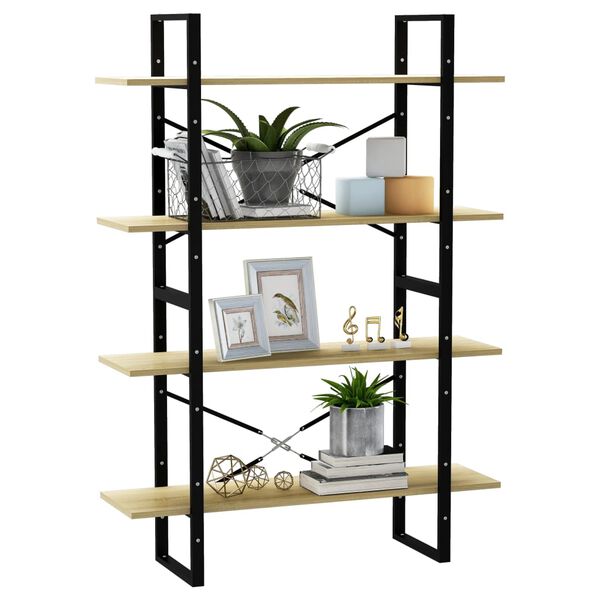 vidaXL Bücherregal 4 Fächer Sonoma-Eiche 100x30x140 cm Holzwerkstoff