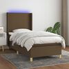 vidaXL Boxspringbett mit Matratze & LED Dunkelbraun 90x190 cm Stoff