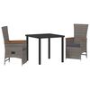 vidaXL Garten Essgruppe mit Kissen 3 pcs Grau Poly-Rattan